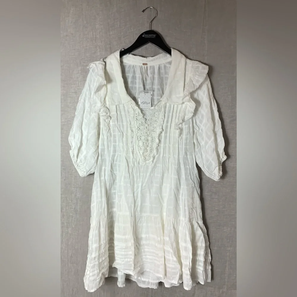 free people • elora mini dress in ivory combo white crochet lace s